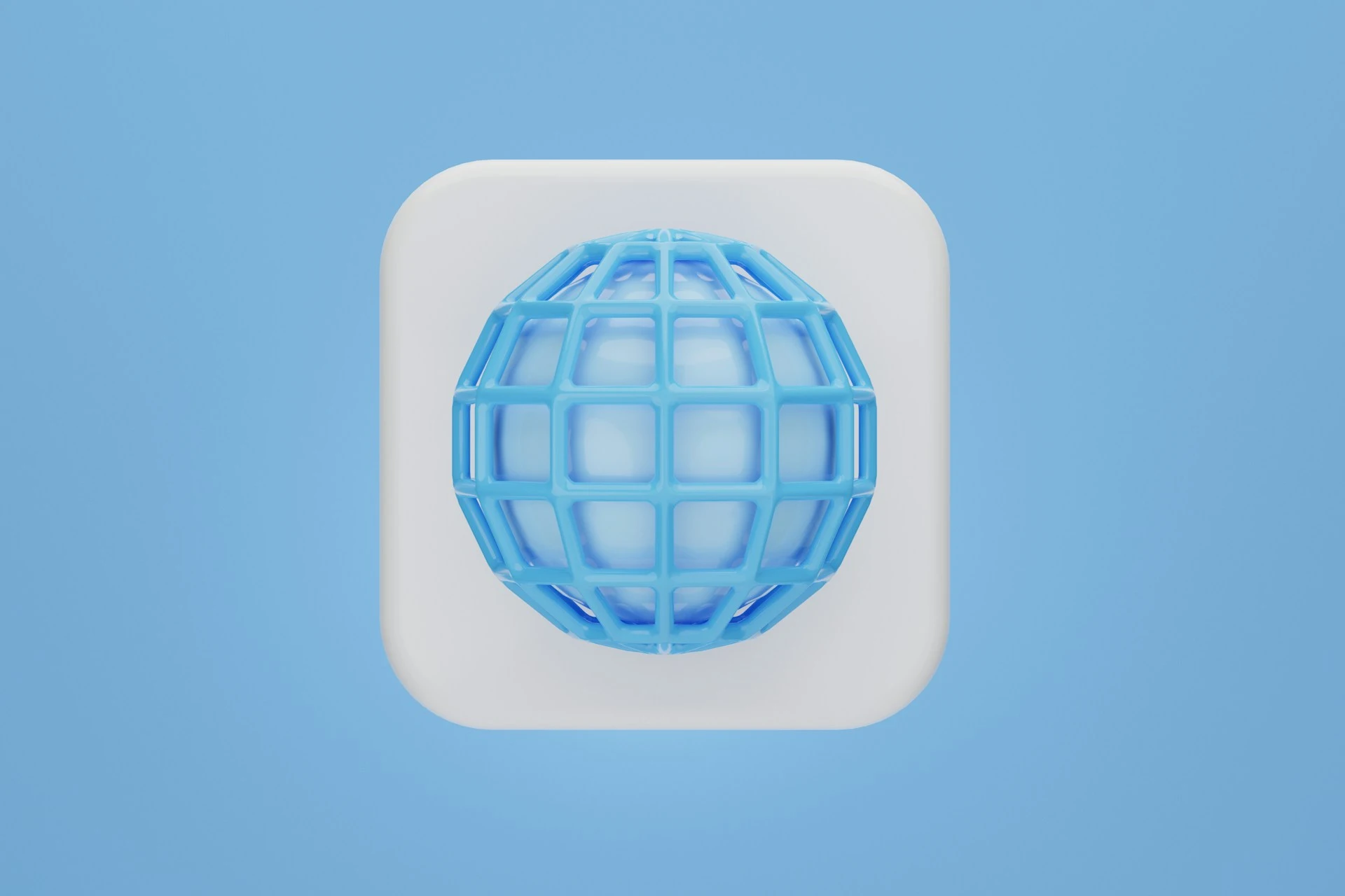 Blue and white object on blue background.