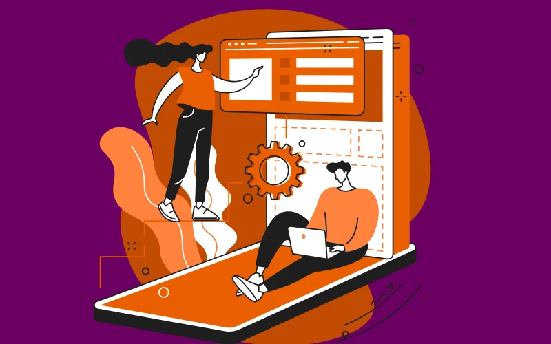 two people searching for the best crm for ecommerce on a big device screen